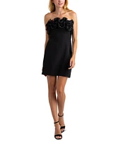 Sam Edelman Women's Strapless Mini Rosette-Trim Dress