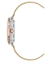 Anne Klein Women's Quartz Elegant Hidden Crystal Tri-Tone Stainless Steel Mesh Band Watch, 28mm