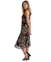 Sam Edelman Women's Floral Sequin V-Neck Midi Dress