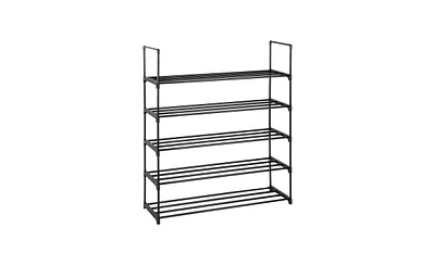 Slickblue 5-Tier Black Shoe Rack Tower Shelf Organizer for Bedroom, Entryway, Hallway, and Closet Storage