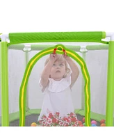 Slickblue 55" Toddlers Trampoline with Safety Enclosure Net & Balls