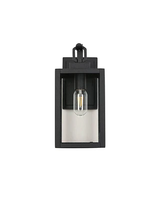 Flynama 1-Light Matte Black Sensing Outdoor Hardwired Wall Sconce with No Included