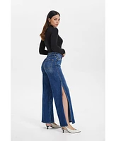 Bayeas Women's High Rise Wide Leg Jeans With Slit Lovely