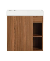 Streamdale Furniture Compact Wall Vanity with Resin Sink and Soft-Closing Hinges