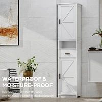 69" H Tall Bathroom Storage Cabinet with 2 Barn Doors and 1 Drawer, Narrow Storage Unit, Adjustable Shelves, Floor Cabinet for Bathroom, Living R