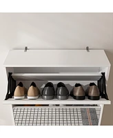 Modern Shoe Cabinet with Small Mirror Edge Gap, Mirror Shoe Rack Organizer with 3 Flip Drawers, Shoe Storage Cabinet for Entryway, Living room, Dressi