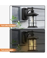 Flynama 1 Waterproof Outdoor Wall Light, Clear Glass Sheet Outdoor Wall Light, Matte Black