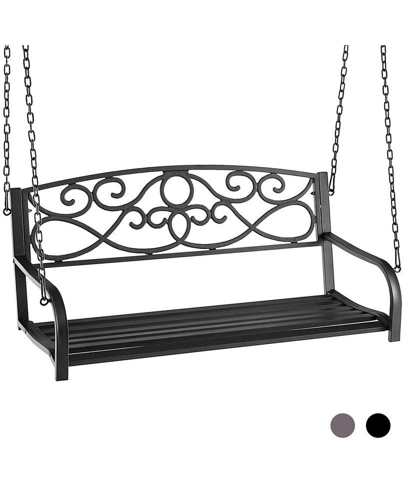 Inolait Outdoor 2-Person Metal Porch Swing Chair with Chains