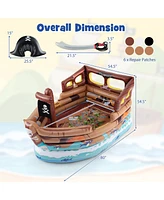 Hongge Inflatable Pirate Ship Playhouse with Built-in Motor and Inflatable Toy Sword