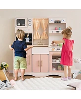 Hongge Kids Kitchen Playset with Microwave and Coffee Maker for Ages 3+