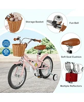 Hongge 16-Inch Kids' Retro Bike with Adjustable Height and Basket for Ages 4-7