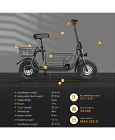 Gyroor Adults Electric Scooter with Large Middle Basket, 550W Motor 18.6 Mph 20 Mile Distance, Foldable E-Scooter with seat for Pets & Cargo