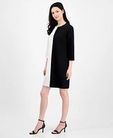 Anne Klein Women's Colorblocked 3/4-Sleeve Shift Dress