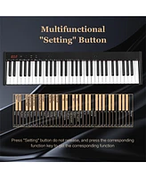Hongge 61-Key Portable Electronic Keyboard Piano Complete Digital Piano Set with Stand and Stool