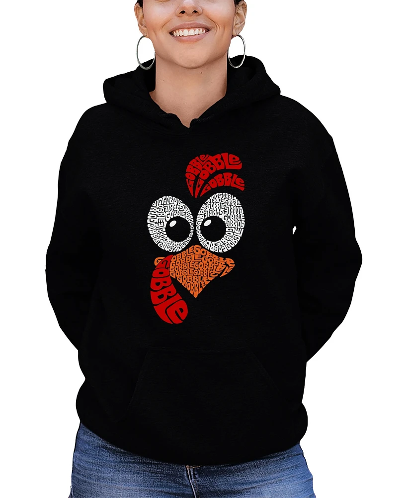 La Pop Art Women's Turkey Face Word Hooded Sweatshirt