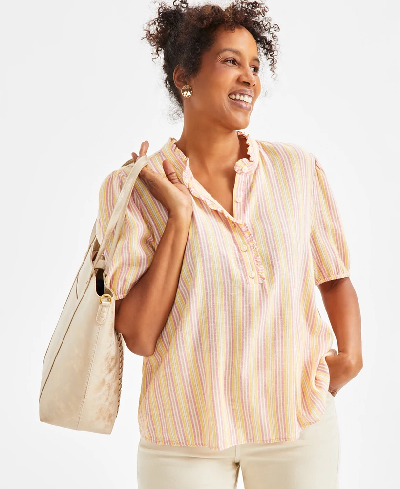 Style & Co Women's Stripe Button-Front Shirt, Exclusively at Macy's