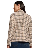 Jones New York Women's Faux-Double Breasted Plaid Jacket