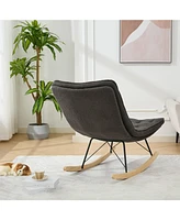 Streamdale Furniture Teddy Fleece Rocking Chair with Ergonomically Curved Backrest