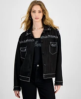 Guess Women's Angelica Faux-Suede Studded Jacket
