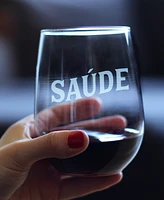 Bevvee Saude Portuguese Cheers - Stemless Wine Glass