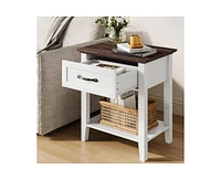 gaomon Nightstands Set of 2, End Table with Drawer, Side Table for Spaces, 2 Tiers Storage Shelves with Dresser, Bedside Table for Living Room, Bedroo