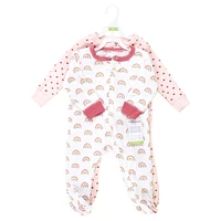 Hudson Baby Girls Thermal Zipper Sleep and Play 2pk, Creative Rainbows