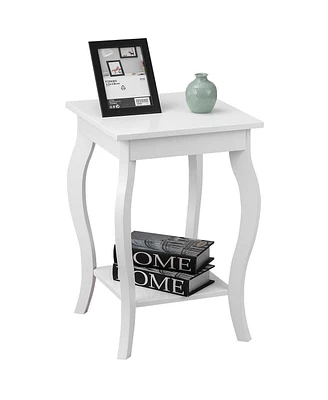 Gymax Accent Side Table Sofa End Table Nigh stand Coffee Table w/ Storage Shelf White