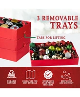 Florida Brands Christmas Storage Box with Adjustable Dividers and Trays - Stores Up to