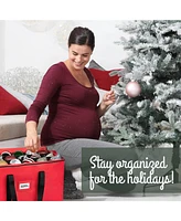 Florida Brands Christmas Storage Box with Adjustable Dividers and Trays - Stores Up to