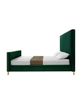 Inspired Home Stefania Velvet Platform Bed King Size