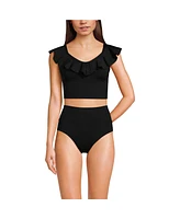 Lands' End Women's Ruffle V-neck Midkini Swimsuit Top