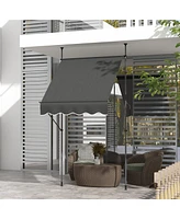 Outsunny 5' x 4' Retractable Awning, Non-Screw, Dark