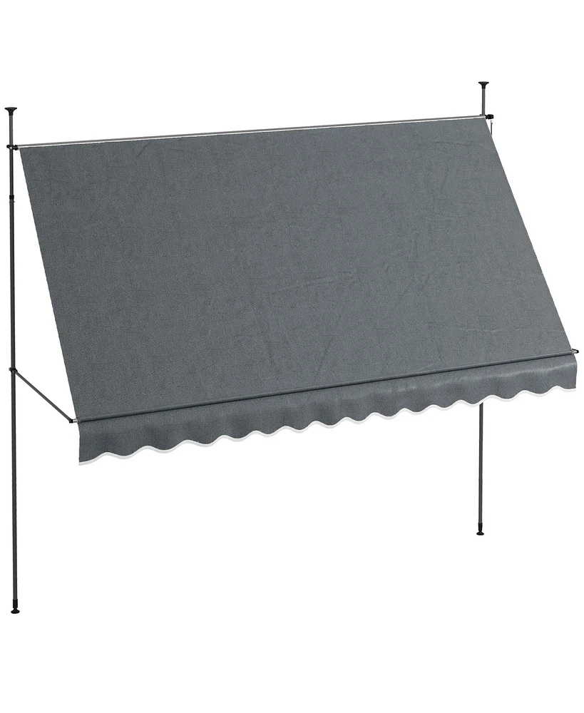 Outsunny 11.5' x 4' Retractable Awning, Non-Screw, Dark