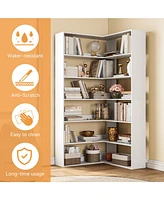 gaomon 71-Inch L-Shaped Corner Bookcase - 6-Tier Tall Shelf Display Rack For Living Room And Home Office Storage