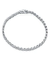 Bling Jewelry Jewelry 20 Ct Cz Round Solitaire Swirl S Wave Link Tennis Bracelet For Women Plated Silver Rhodium 77.5 Inch