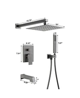 Mondawe Pvd Gun Black Three function Pressure Balance Shower Set with 10 in Shower Head(Valve Included)