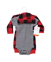 Hudson Baby Baby Boys Thermal Preemie Layette 4pc Set, Buffalo Plaid, Preemie