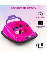 Hongge 12V Kids Bumper Car Ride on Toy with Remote Control and 360 Degree Spin Rotation-Pink