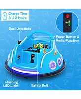 Hongge 12V Electric Ride On Car with Remote Control and Flashing Led Lights-Navy