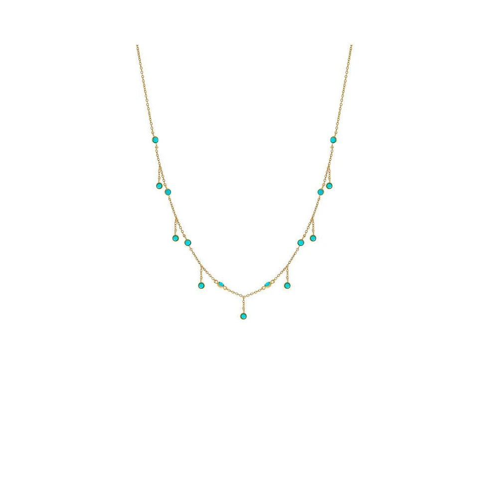 By Adina Eden Turquoise Bezel Shaker Necklace 14K