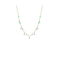 By Adina Eden Turquoise Bezel Shaker Necklace 14K