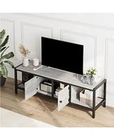 gaomon Inch Tv Stand with Storage,TV Entertainment Center Up to 75 Inch TV,Wooden Tv Stand for Living Room, Bedroom,Grey