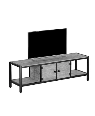 gaomon Inch Tv Stand with Storage,TV Entertainment Center Up to 75 Inch TV,Wooden Tv Stand for Living Room, Bedroom,Grey