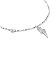 Philipp Plein Valentine Crystal Lightning Bolt 17-3/4" Pendant Necklace in Stainless Steel