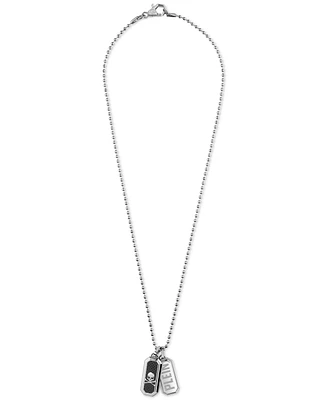 Philipp Plein Men's Double Tag 23-2/3" Pendant Necklace in Stainless Steel