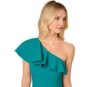 Adrianna by Papell Women's Ruffle-Trim Asymmetric-Neck Dress