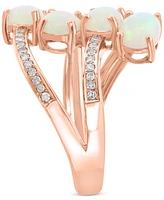 Effy Ethiopian Opal (1-3/4 ct. t.w.) & Diamond (1/5 ct. t.w.) Split Statement Ring in 14k Rose Gold