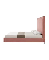 Inspired Home Samuele Velvet Platform Bed Queen Size