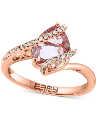 Effy Pear-Shape Morganite (1-3/4 ct. t.w.) & Diamond (1/8 ct. t.w.) Statement Ring in 14k Rose Gold