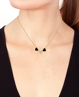 Effy Onyx & Diamond (1/10 ct. t.w.) Heart Collar Necklace in 14k Gold, 18" + 1" extender